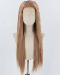 Red Brown Long Straight Synthetic Lace Front Wig WW914