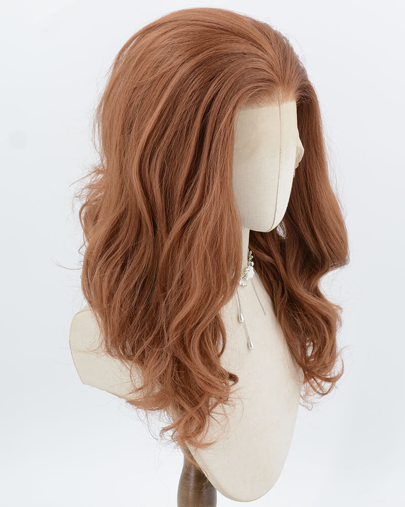 Red Brown Wavy Synthetic Lace Front Wig WW1047