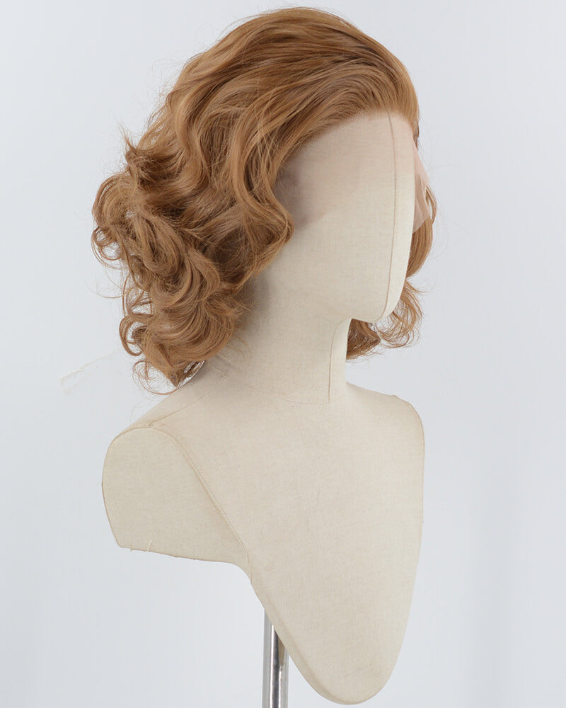 Short Wavy Brown Synthetic Lace Front Wig WW934