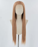 Red Brown Long Straight Synthetic Lace Front WigWW864