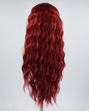Wine Red Long Curly Synthetic Lace Front Wig WW588