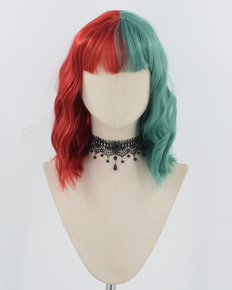 Red Green Short Synthetic Wig HW700