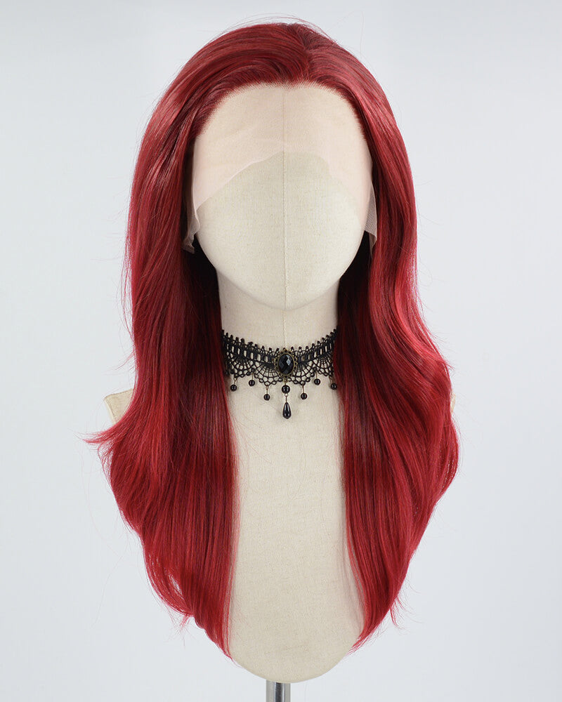 Red Wavy Synthetic Lace Front Wig WW613
