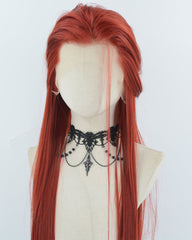 Red Straight Synthetic Lace Front Men's Wig MW053