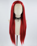 Long Straight Red Synthetic Lace Front Wig WW669