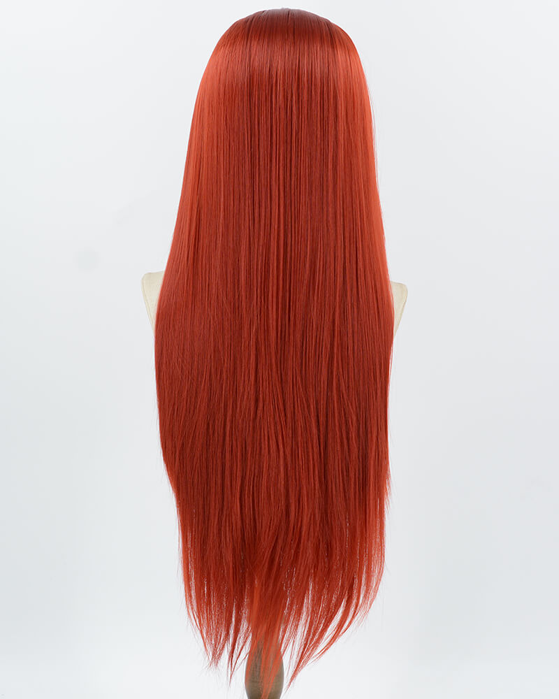 Red Long Straight Synthetic Lace Front Wig WW1043