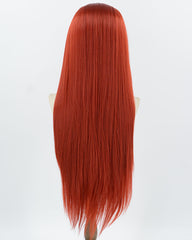 Red Long Straight Synthetic Lace Front Wig WW1043