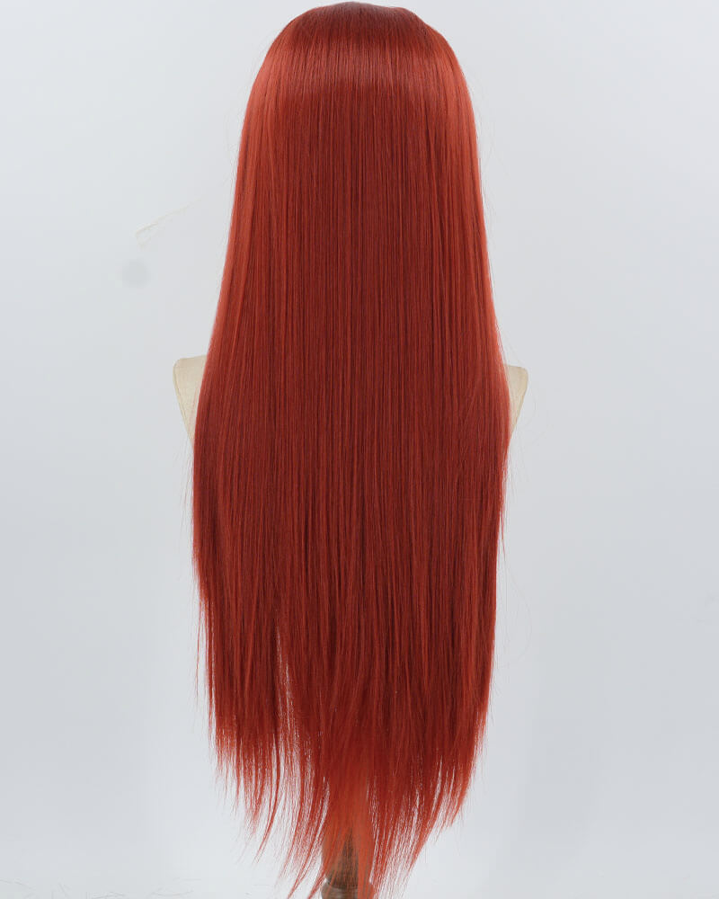 Red Straight Synthetic Lace Front Men's Wig MW061