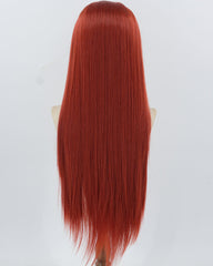 Red Straight Synthetic Lace Front Men's Wig MW061