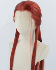 Red Straight Synthetic Lace Front Men's Wig MW061
