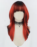 Red Ombre Black Synthetic Wig HW745