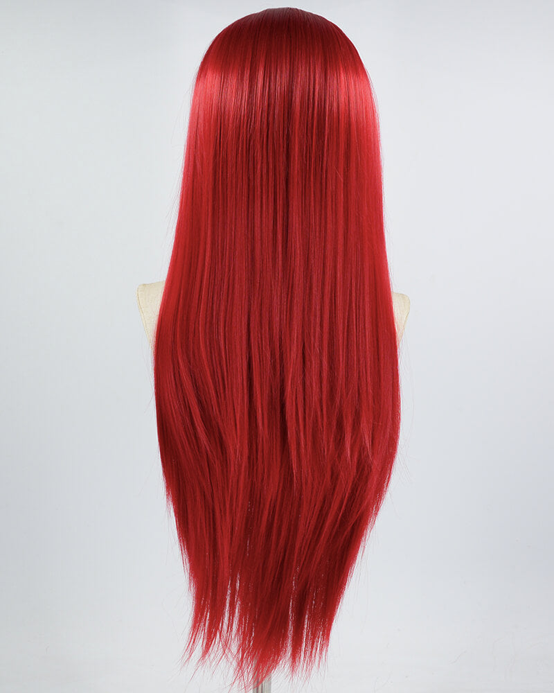 Long Straight Red Synthetic Lace Front Wig WW669