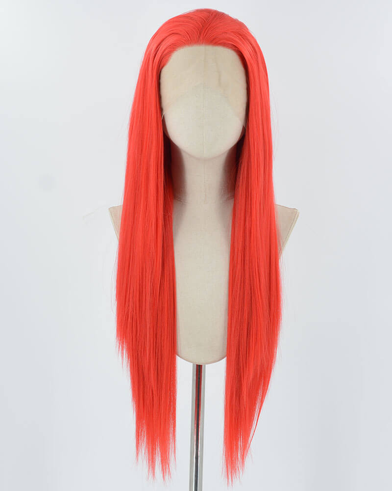Red Long Straight Synthetic Lace Front Wig WW853