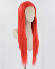 Red Long Straight Synthetic Lace Front Wig WW853