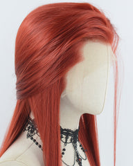 Red Straight Synthetic Lace Front Men's Wig MW053