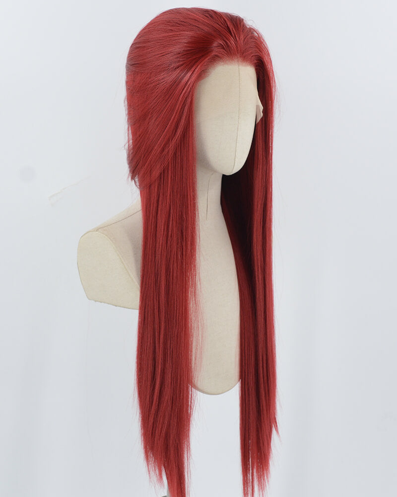 Red Long Straight Synthetic Lace Front Wig WW944