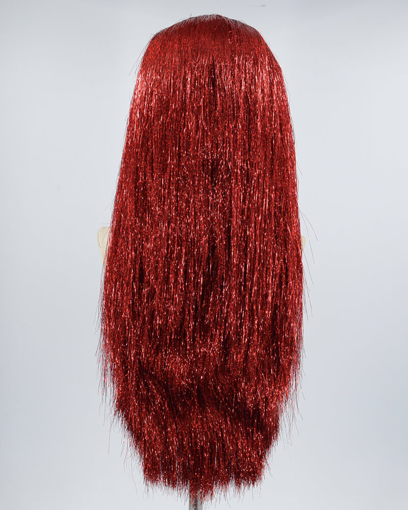 Red Tinsel Synthetic Lace Front Wig WW557