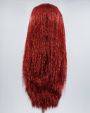 Red Tinsel Synthetic Lace Front Wig WW557