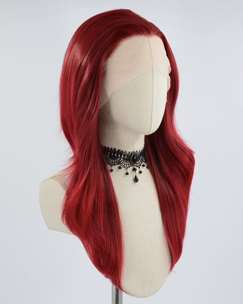 Red Wavy Synthetic Lace Front Wig WW613