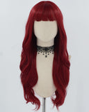 Wine Red Long Wavy Synthetic Wig HW610