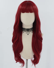 Wine Red Long Wavy Synthetic Wig HW610