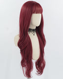 Wine Red Long Wavy Synthetic Wig HW751