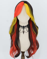 Red Yellow Black Wavy Synthetic Wig HW839