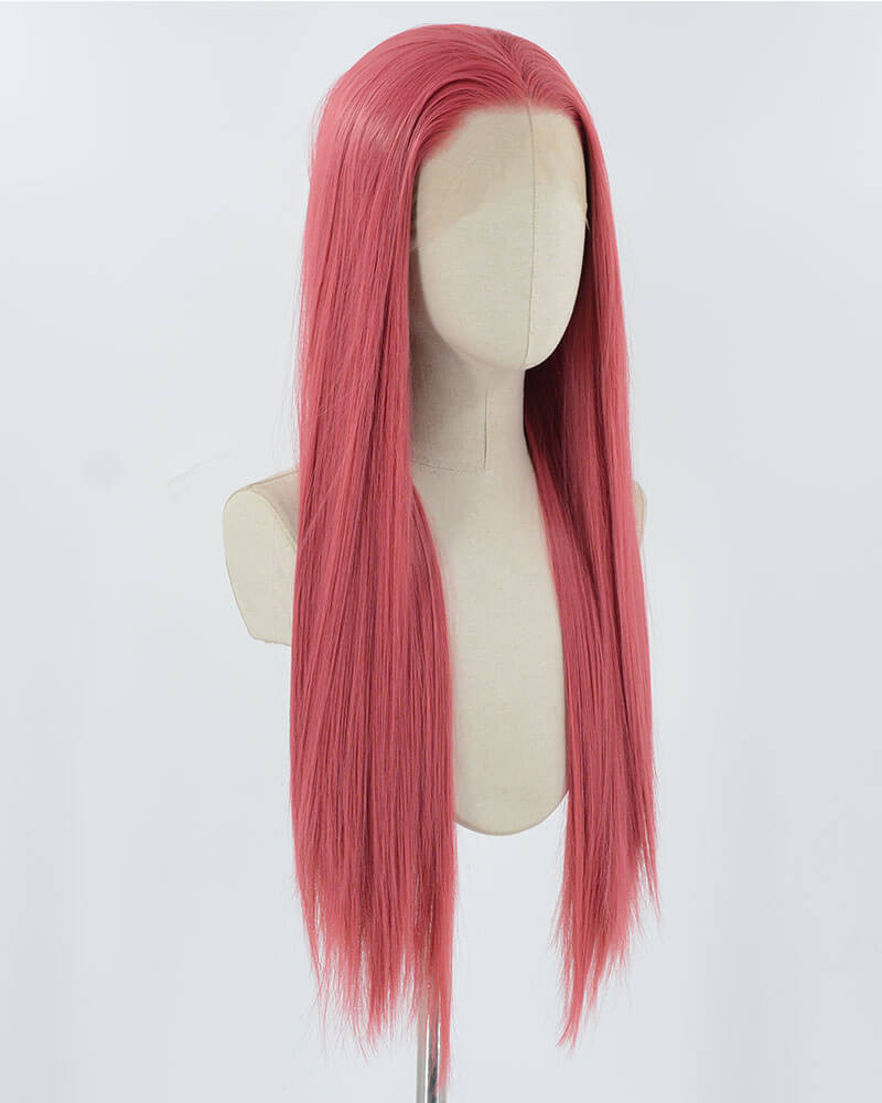 Rose Red Pink Synthetic Lace Front Wig WW856