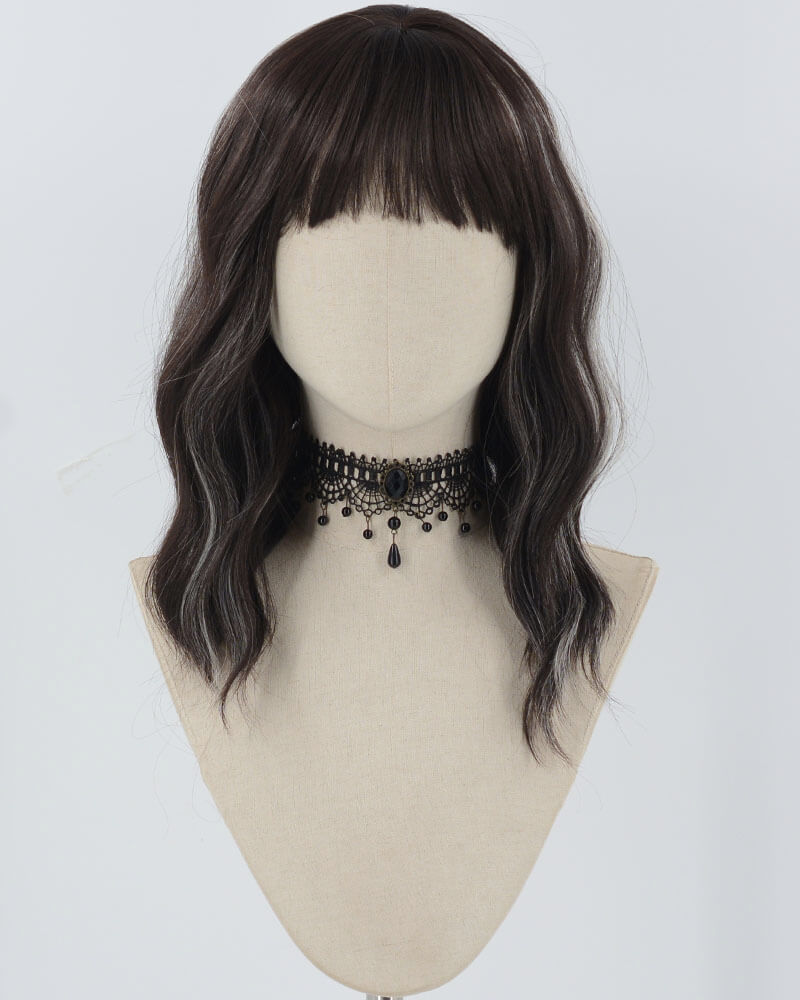 Black Grey Short Curly Synthetic Wig HW633
