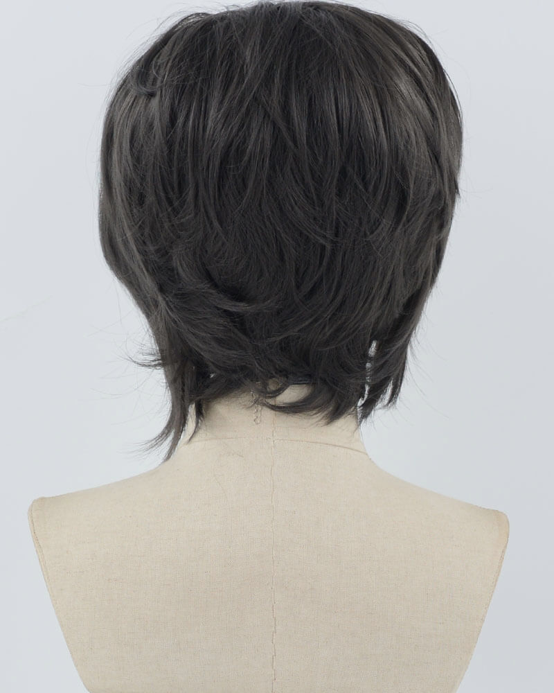 Grey Black Short Synthetic Lace Front Men's Wig MW031