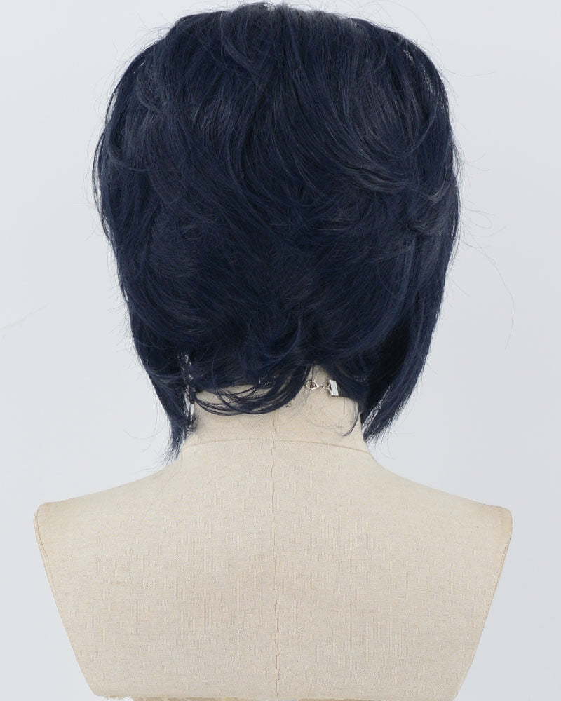 Dark Blue Short Synthetic Lace Front Men's Wig MW032