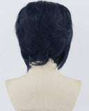 Dark Blue Short Synthetic Lace Front Men's Wig MW032