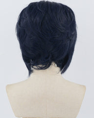 Dark Blue Short Synthetic Lace Front Men's Wig MW032