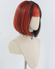 Black Red Short Bob Synthetic Wig HW693