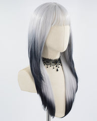 Silver Ombre Black Straight Synthetic Wig HW340