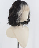 Silver Grey Black Short Synthetic Wig HW696