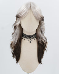 Silver Ombre Brown Black Synthetic Wig HW794