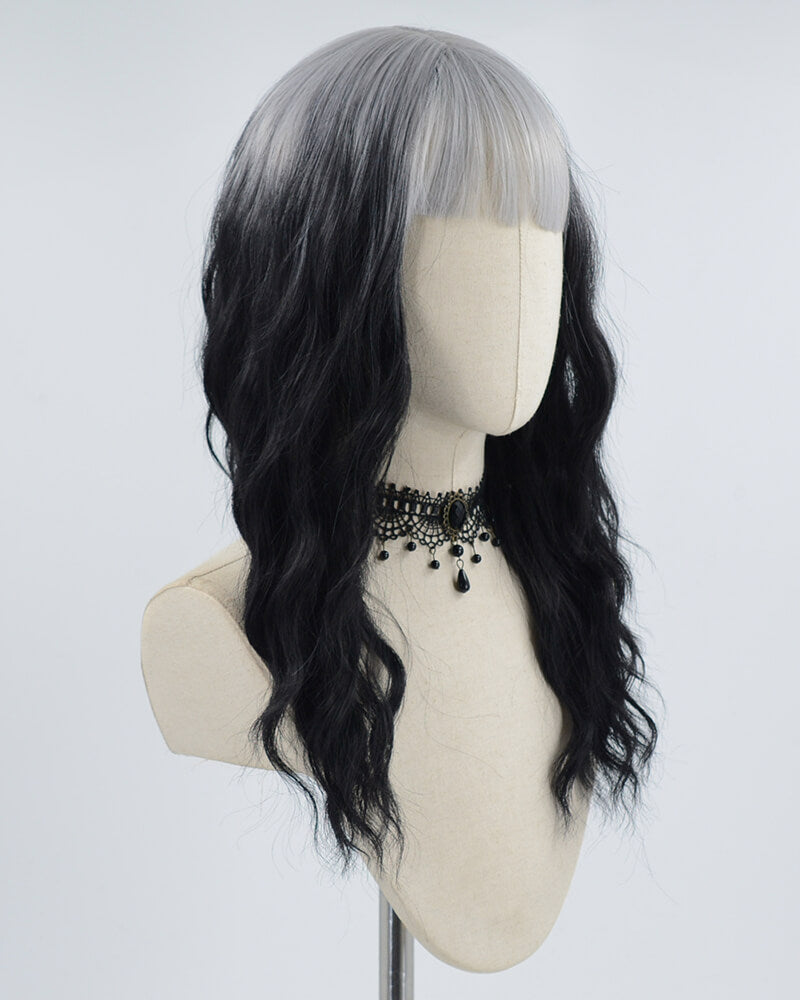 Silver Grey Ombre Black Synthetic Wig HW281