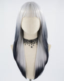 Silver Ombre Black Straight Synthetic Wig HW340