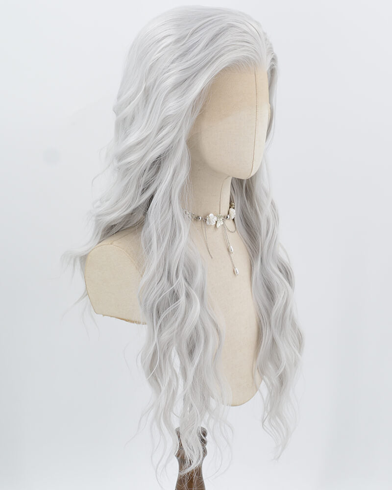Silver Curly Synthetic Lace Front Wig WW1020