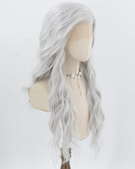 Silver Curly Synthetic Lace Front Wig WW1020