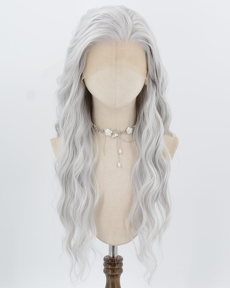 Silver Curly Synthetic Lace Front Wig WW1020