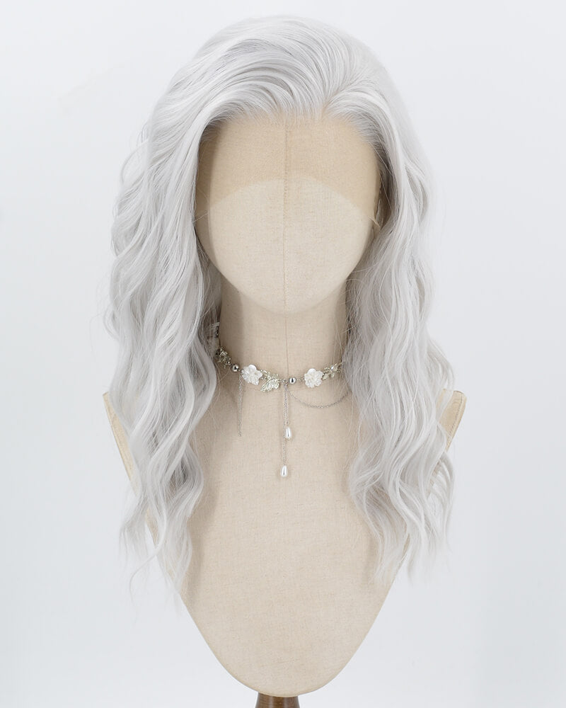 Silver Curly Synthetic Lace Front Wig WW1025