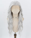 Silver Curly Synthetic Lace Front Wig WW1020