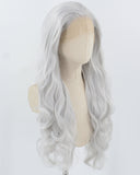 Silver Grey Long Wavy Synthetic Lace Front Wig WW906