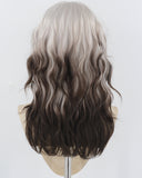 Silver Grey Ombre Brown Wavy Synthetic Wig HW718