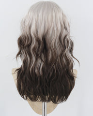 Silver Grey Ombre Brown Wavy Synthetic Wig HW718