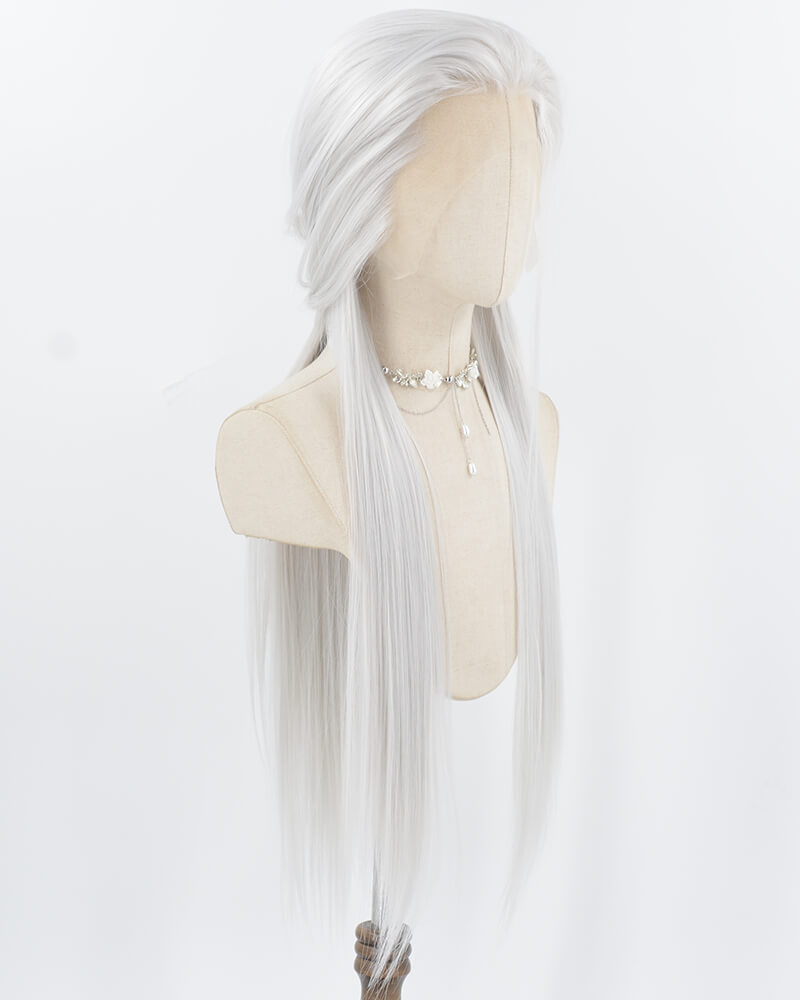 Silver Straight Synthetic Lace Front Men's Wig MW057