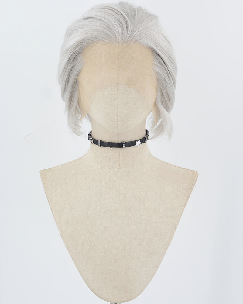 Silver Short Synthetic Lace Front Men's Wig MW046
