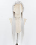 Silver Straight Synthetic Lace Front Men's Wig MW057